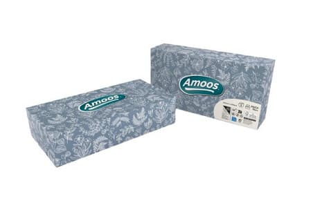 Amoos pañuelos faciales de papel desechable cosmetico 70 X 3 capas caja de 24unds