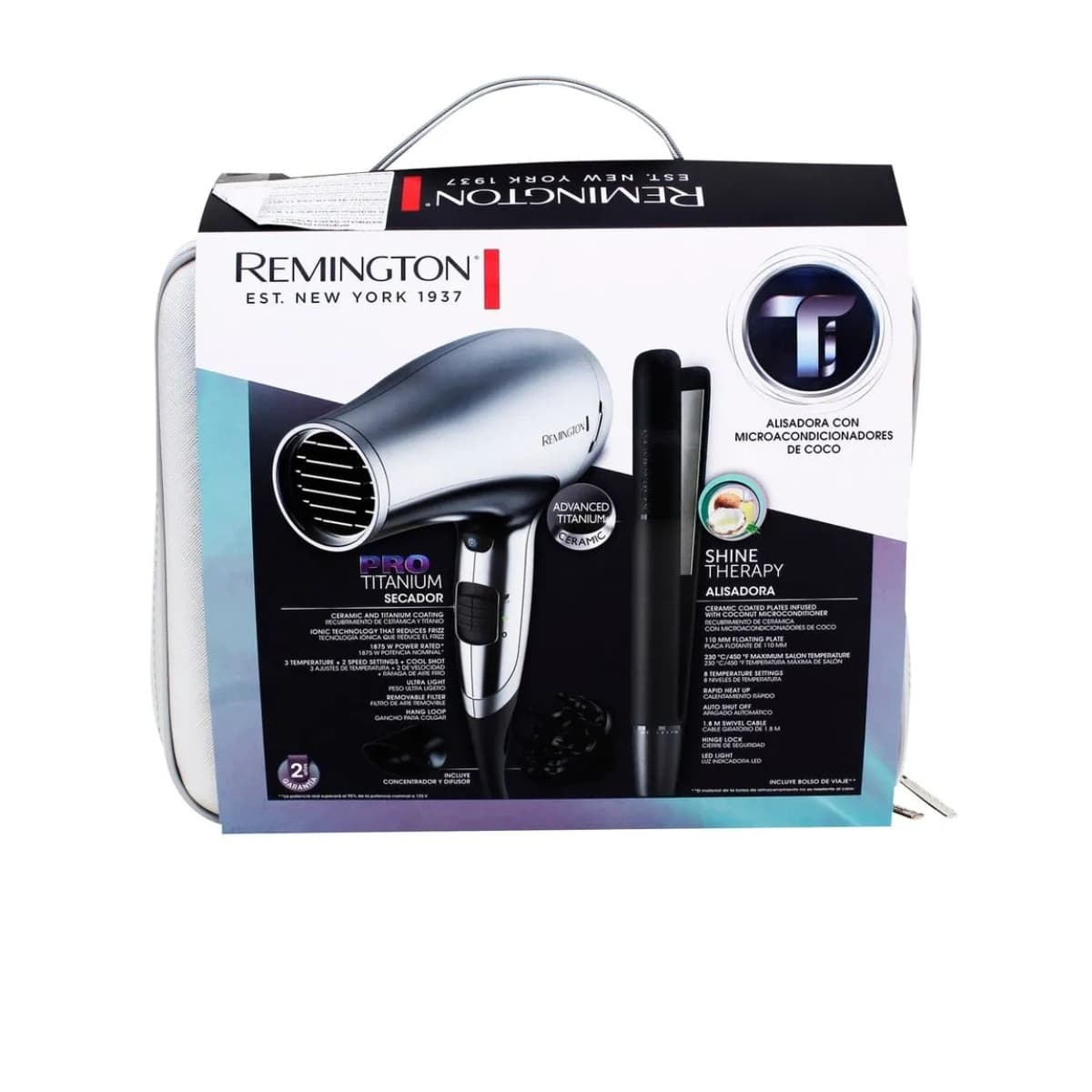 Remington combo secador + plancha de cabello titaniun