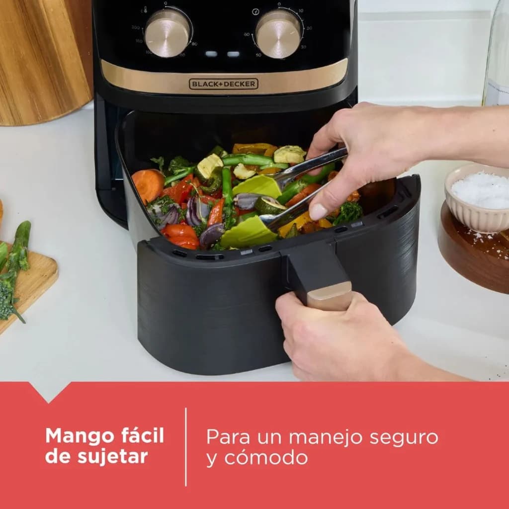 Black + Decker freidora de aire con perillas gris