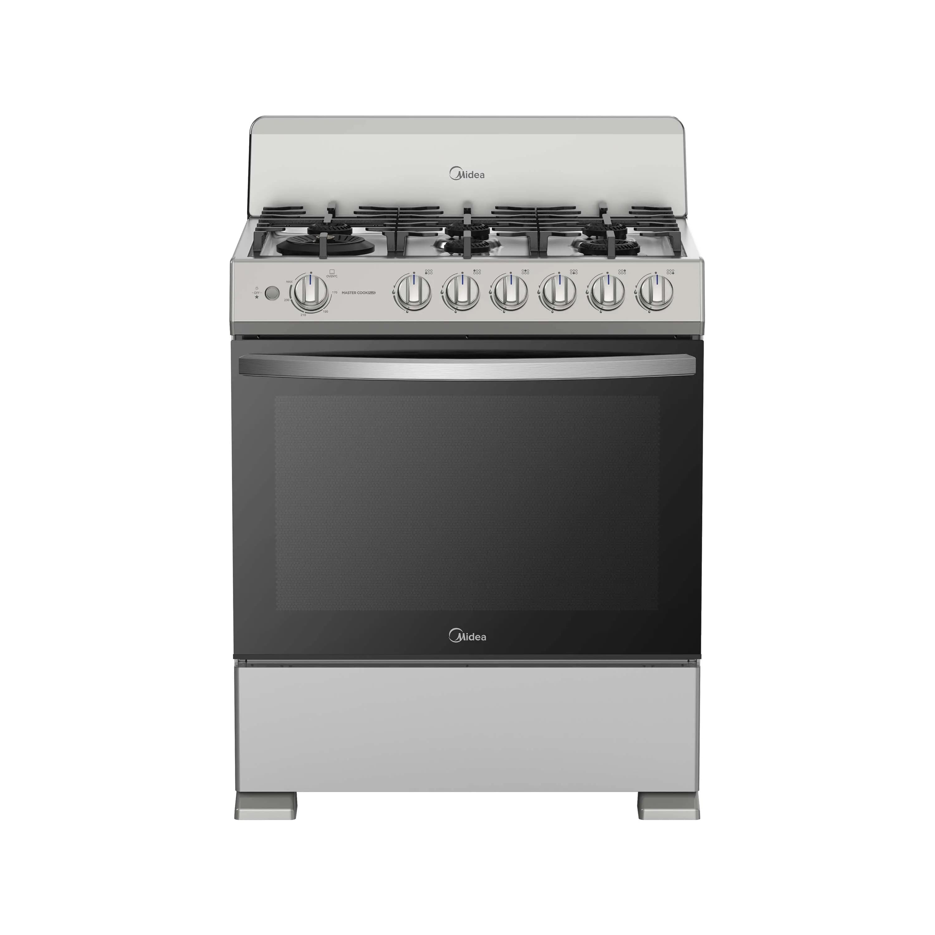 Midea Cocina De gas de 30" 6 quemadores Plateado