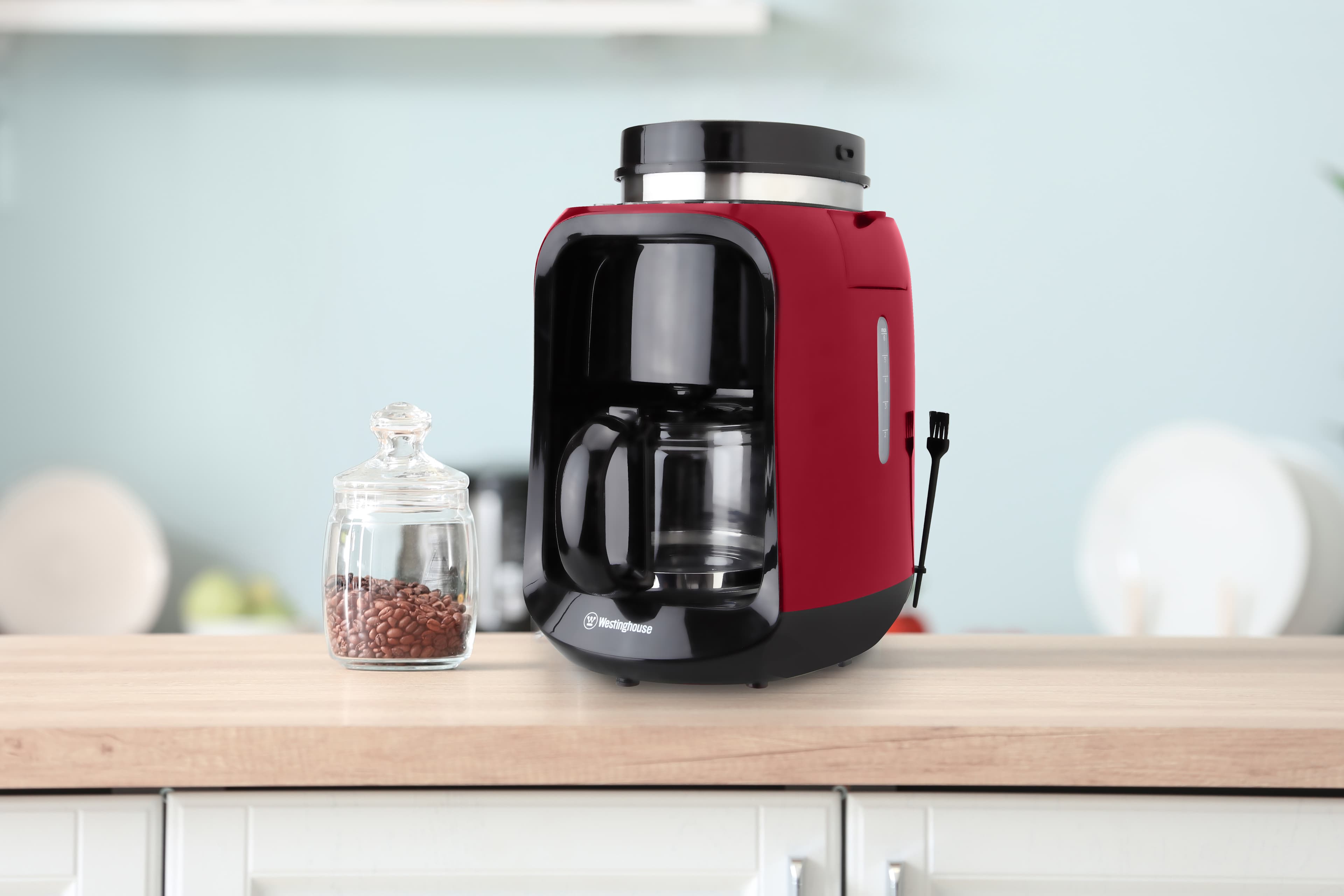Westinghouse cafetera con moledor café 2 en 1 roja