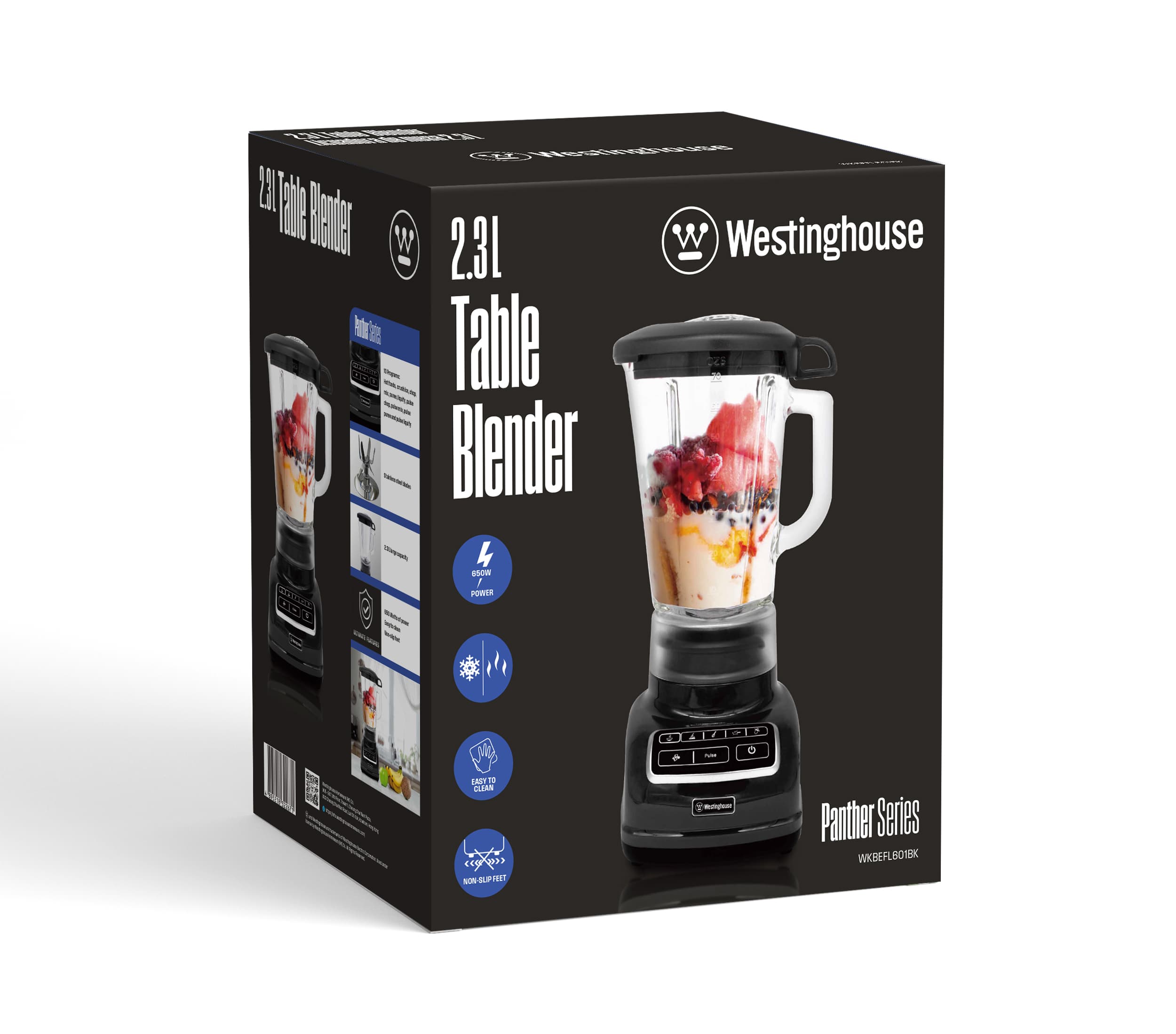 Westinghouse licuadora vidrio 10 programas 2.3 L 650W negra
