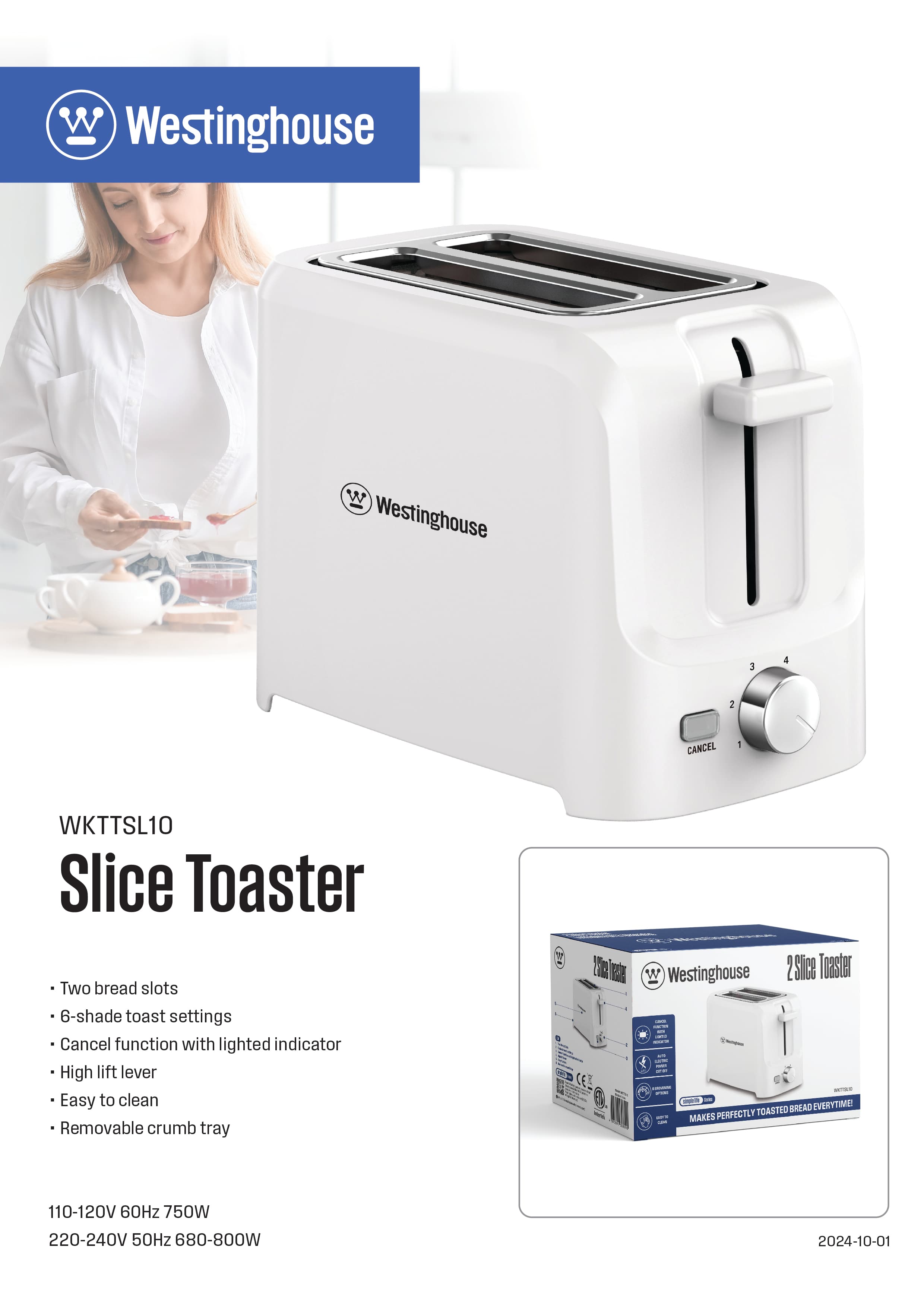 Westinghouse tostadora 2 Rebanadas color blanco