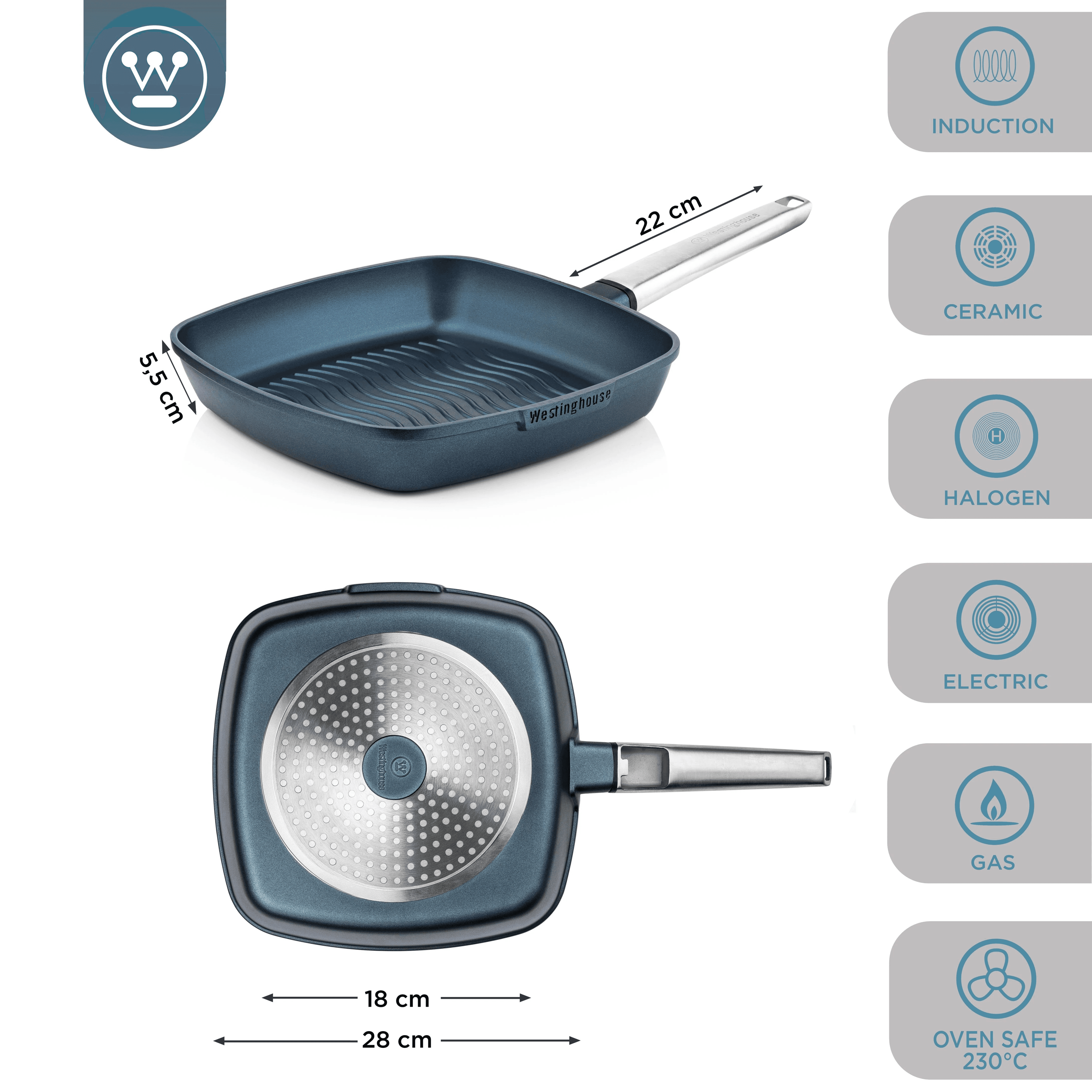 Westinghouse sarten Grill Performance azul 28cm
