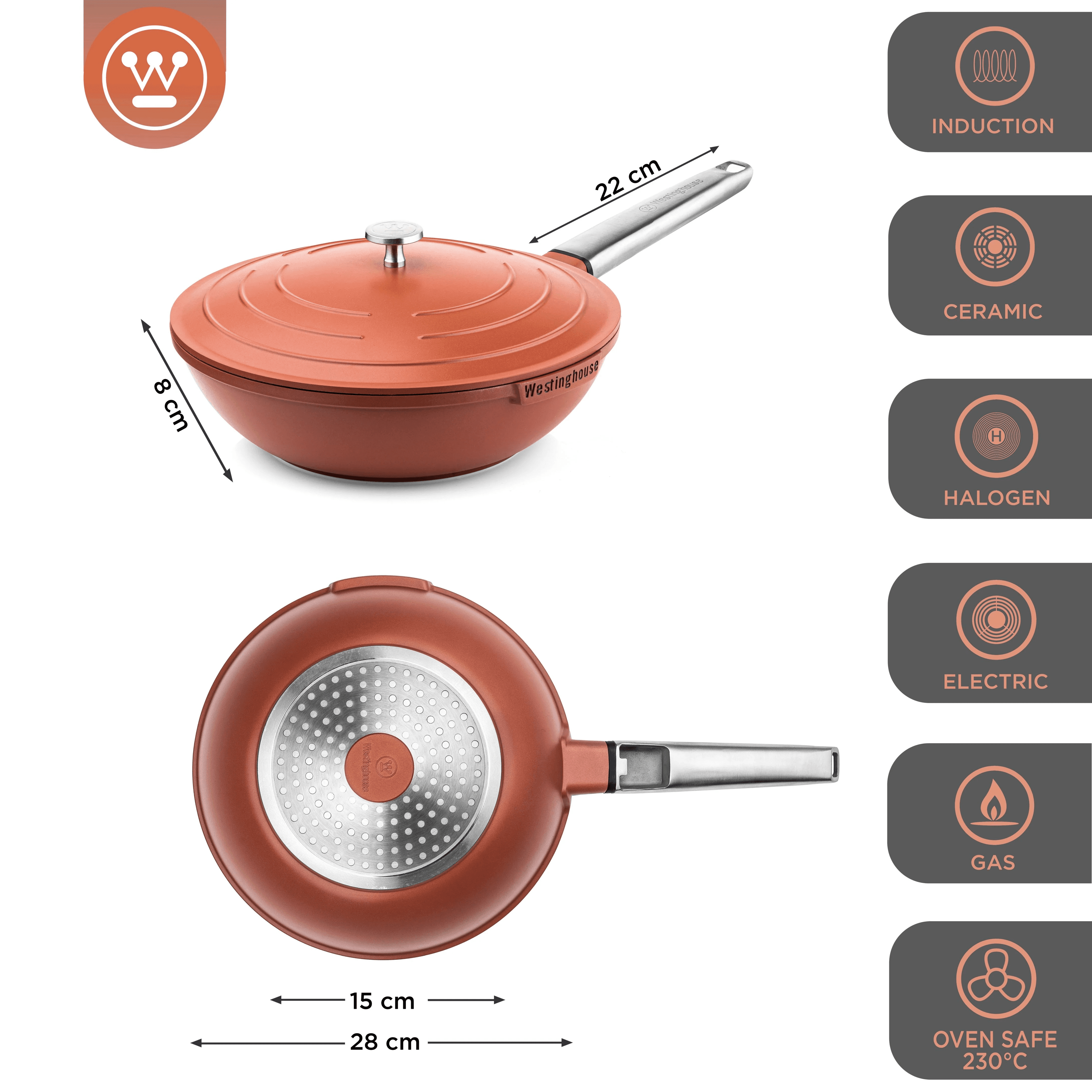 Westinghouse cacerola baja Performance terracota 28cm