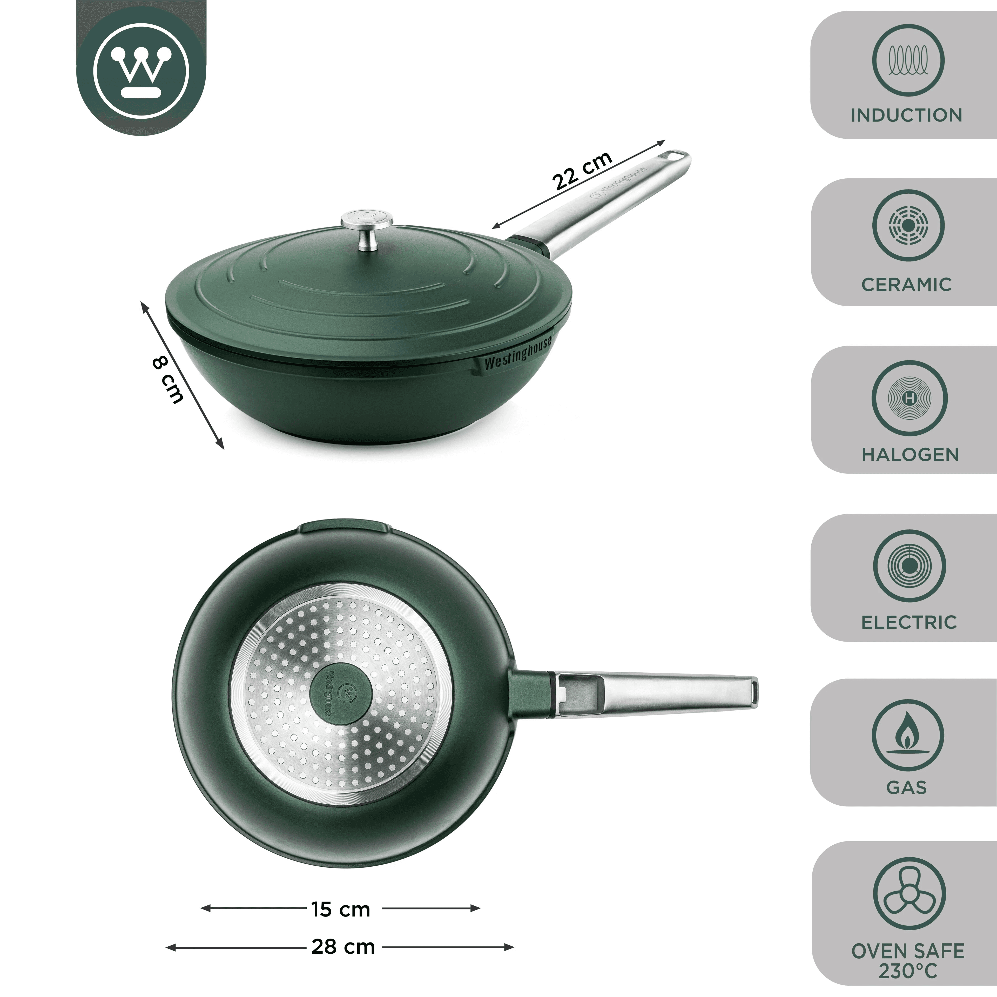 Westinghouse cacerola baja Performance verde 28cm