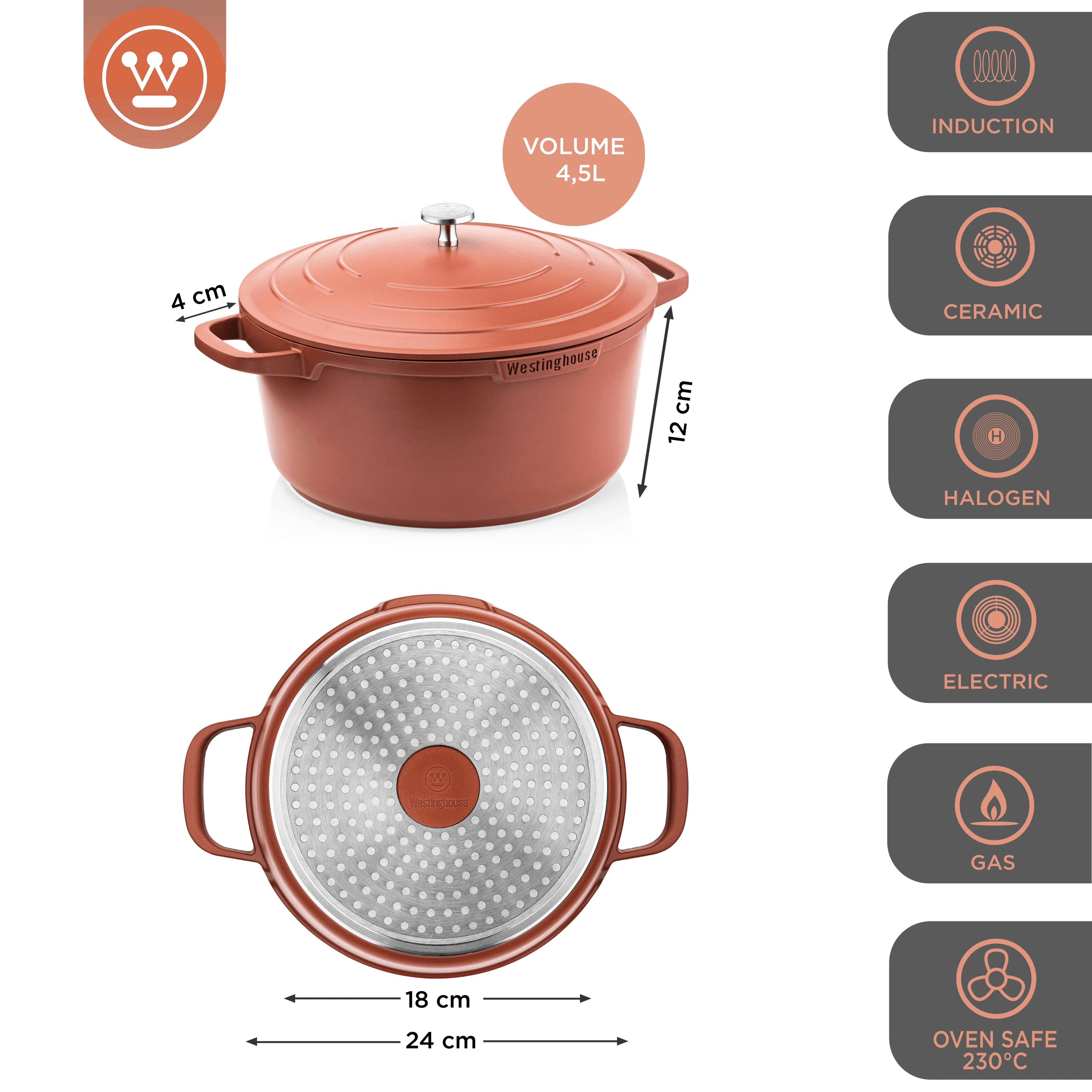 Westinghouse cacerola Performance terracota 28cm