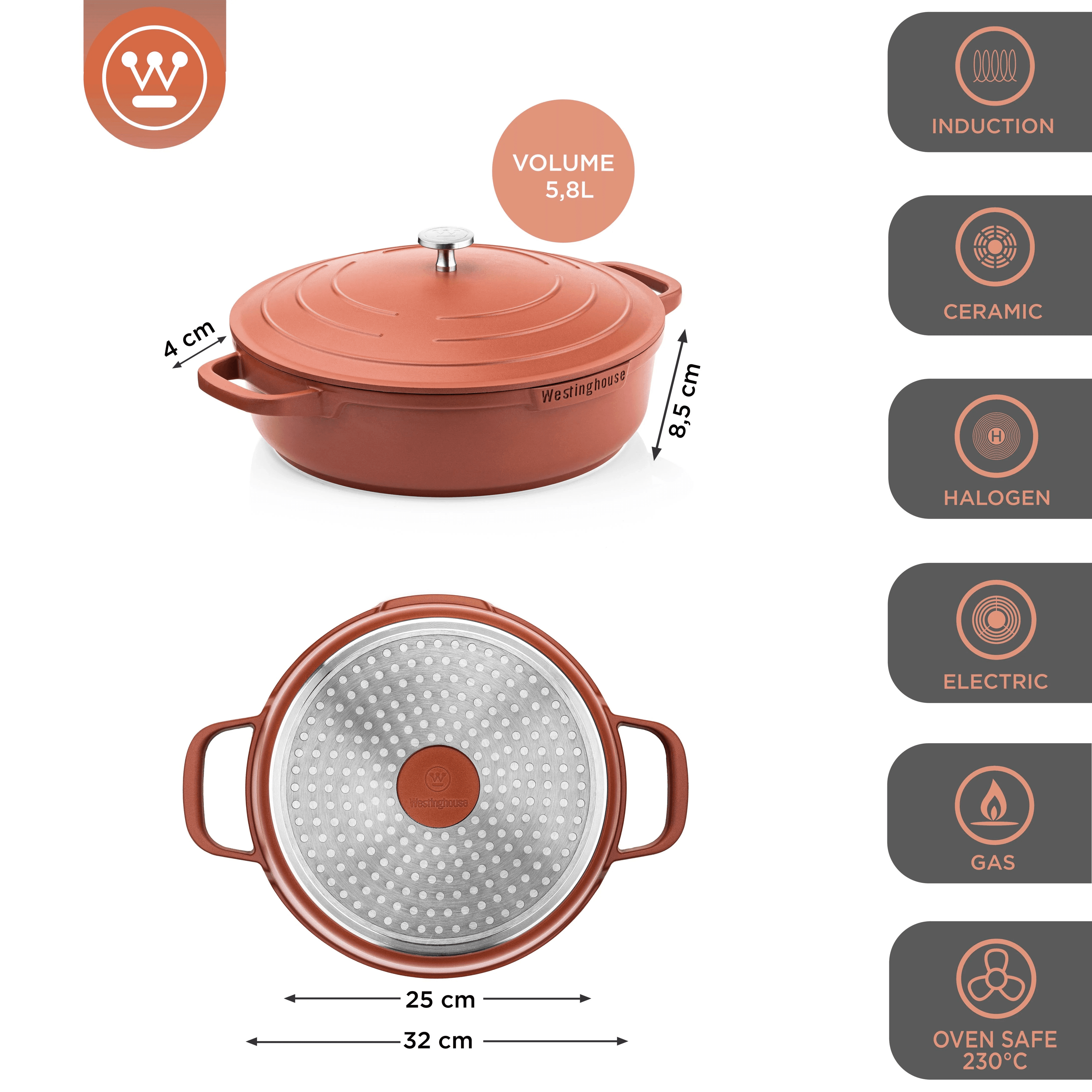 Westinghouse olla asadora Performance terracota 32cm