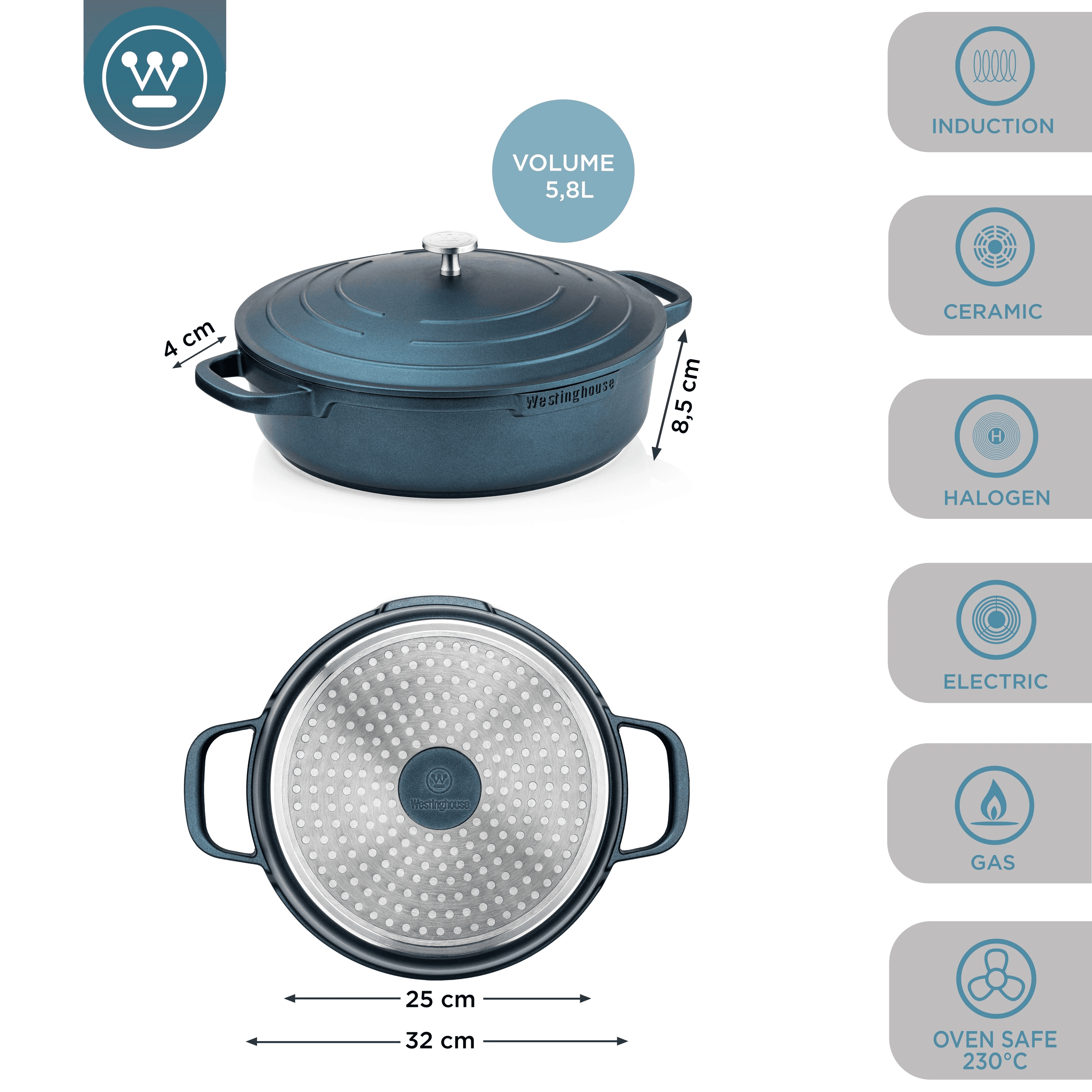 Westinghouse olla performance azul 32cm