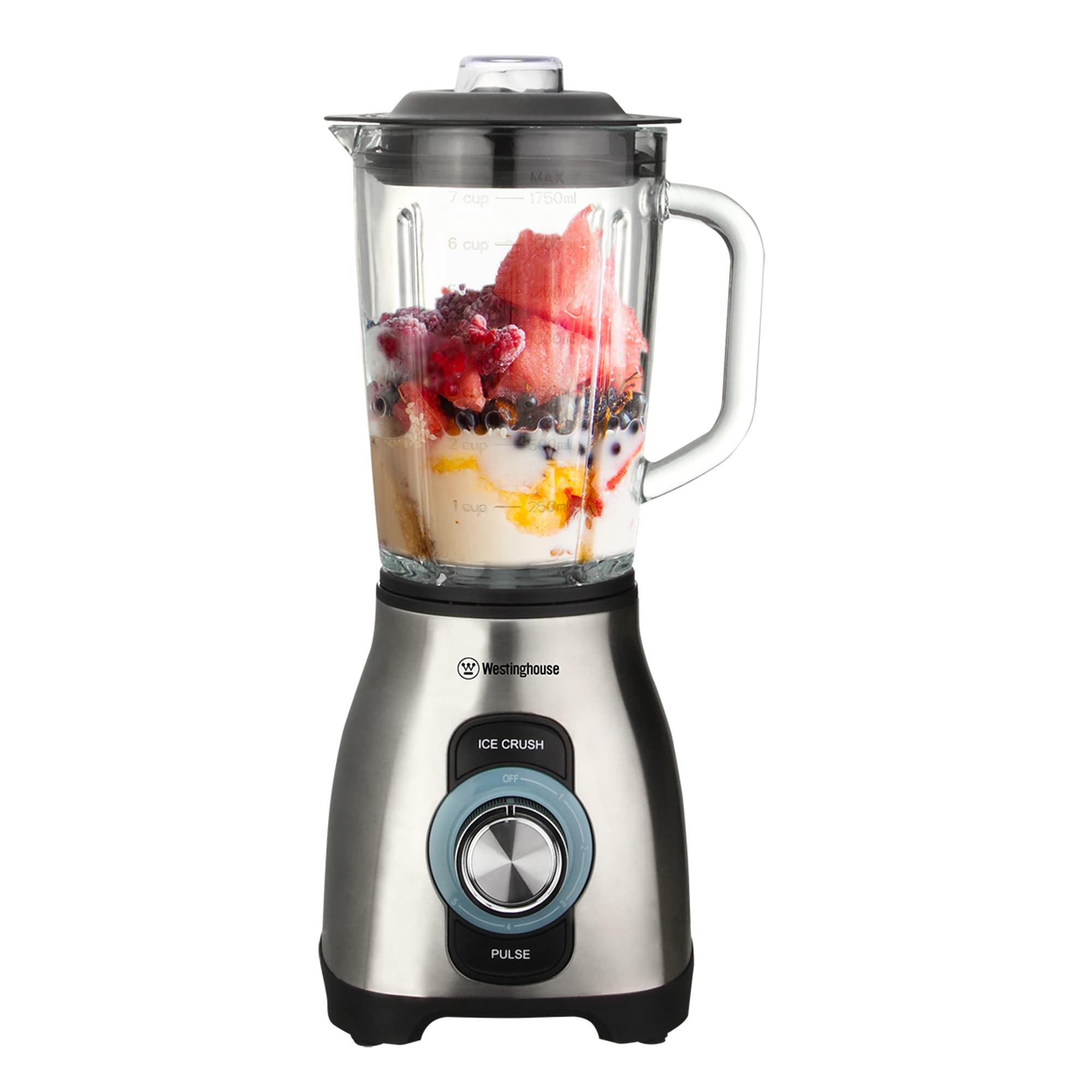 Westinghouse licuadora 800W vidrio 1.7L 5 veloc inox