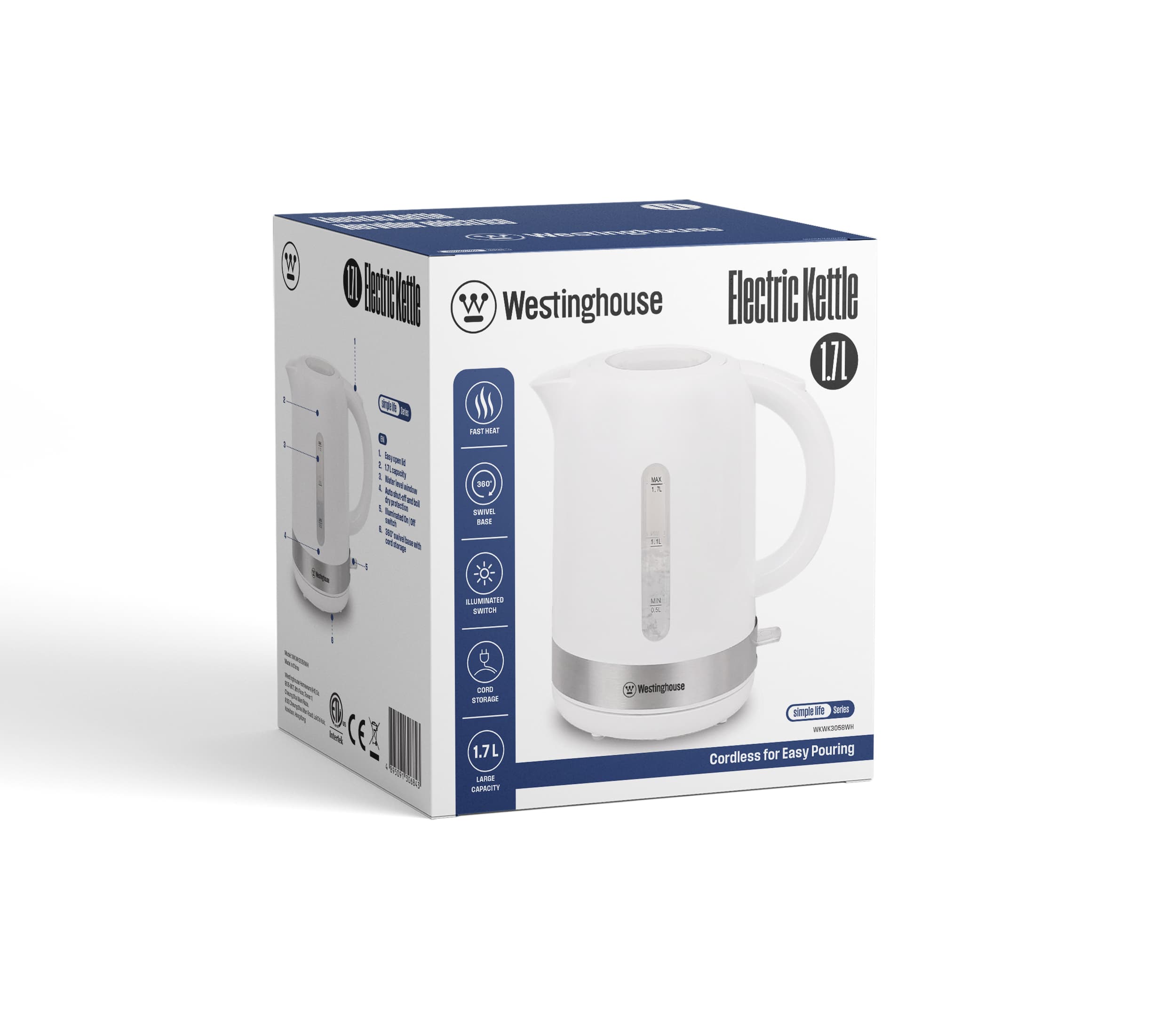 Westinghouse Hervidor elect 1.7L blanco