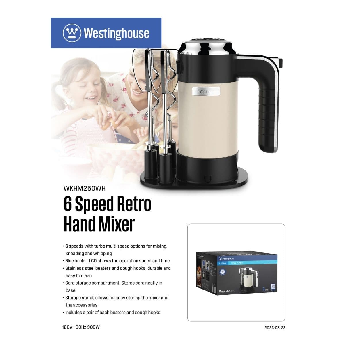 Westinghouse batidora de mano retro color champam